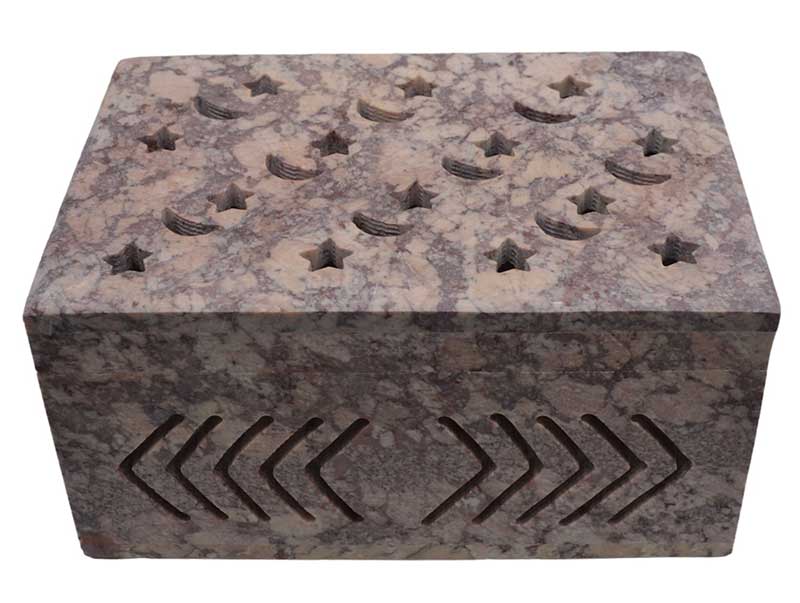 4" x 6" x 3" Star & Moon soapstone box (image for) 4" x 6" x 3" Star & Moon soapstone box